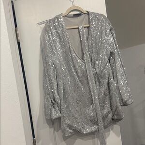 PrettyLittleThing Silver Sequin Blouse